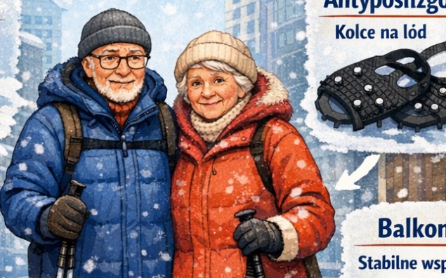 Jak przygotować seniora do chodzenia po śliskich chodnikach? — obuwie, kijki, nakładki antypoślizgowe